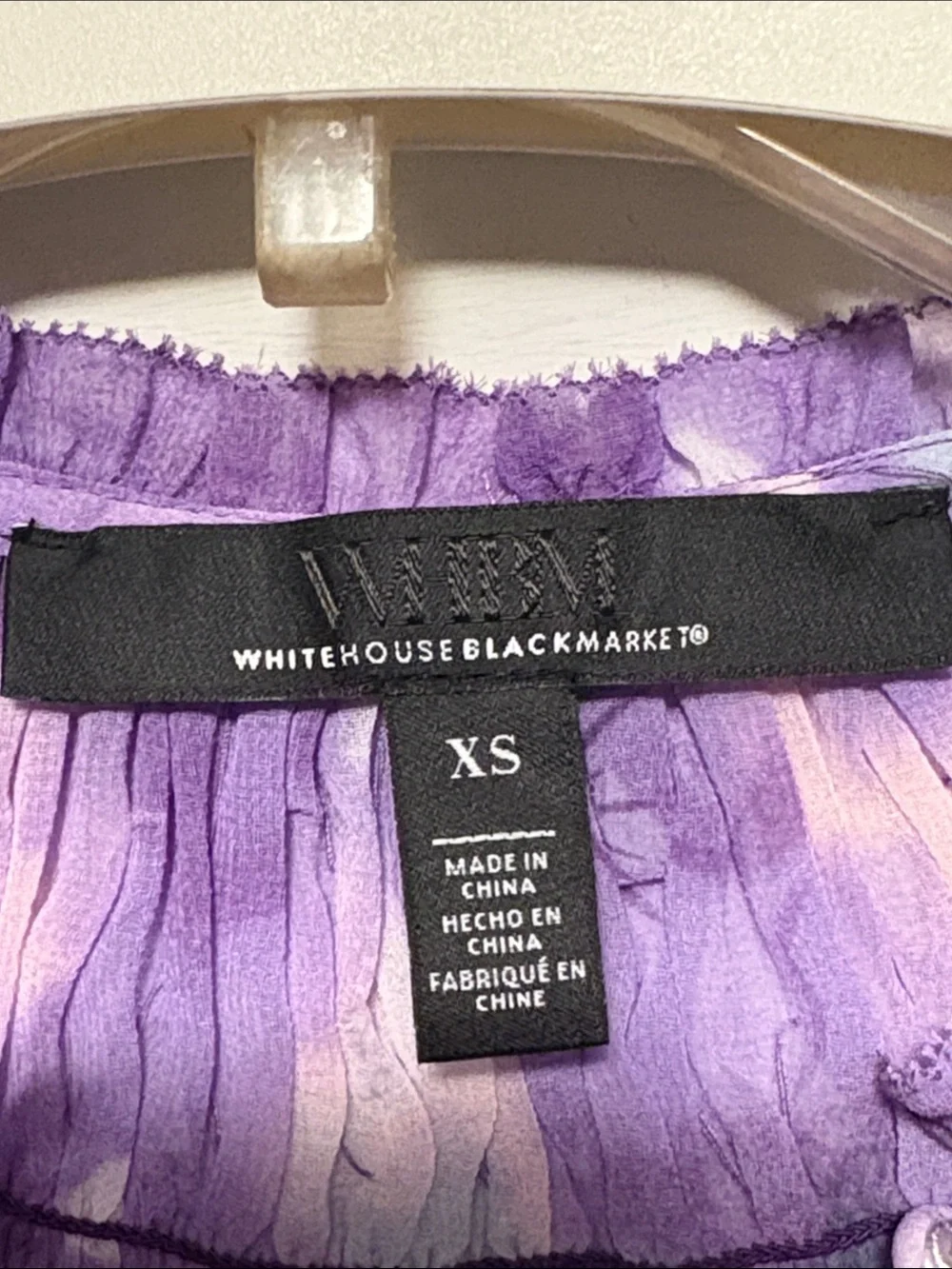 WHITE HOUSE BLACK MARKET Purple Floral Long Sleeve Smocked Blouse XS